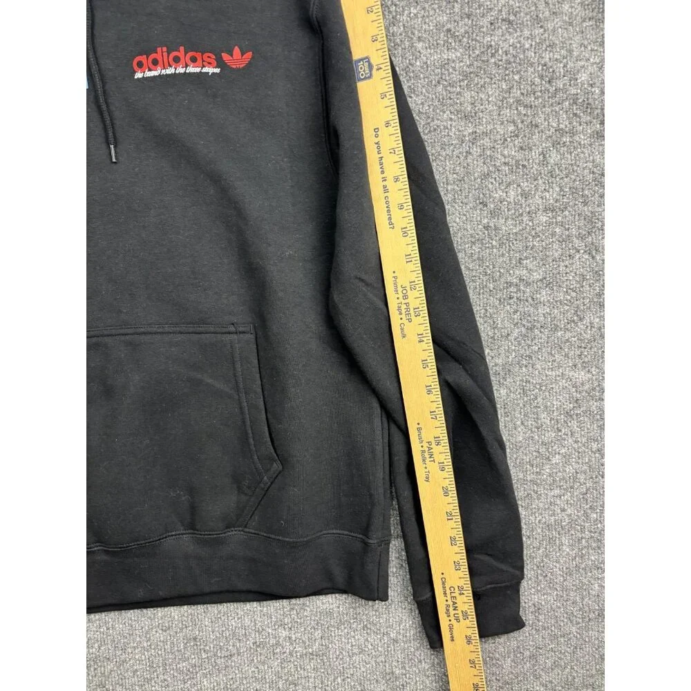 Adidas‎ Hoodie Mens Medium Black Pullover Fleece Sweatshirt Trefoil Graphic Logo
